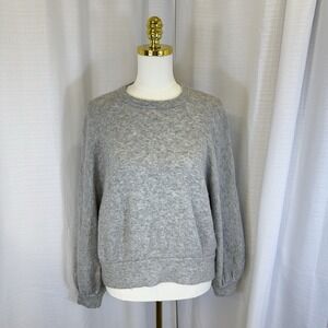 J. Crew Womens Medium Sweater Alpaca Wool Blend Crewneck Gray Preppy Office Cozy